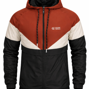 Veste Coupe-Vent à Capuche - Tricolore (Rouge/Blanc/Noir)