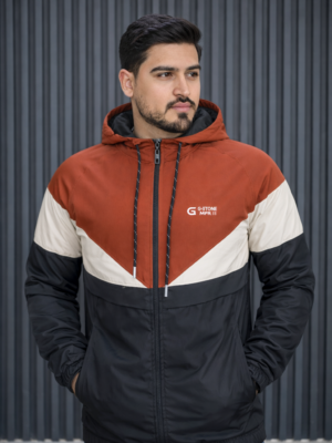 Product5 (3) Veste Coupe-Vent à Capuche - Tricolore (Rouge/Blanc/Noir)